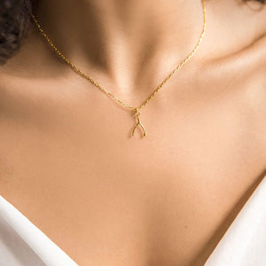 Wishbone Pendant - Gold